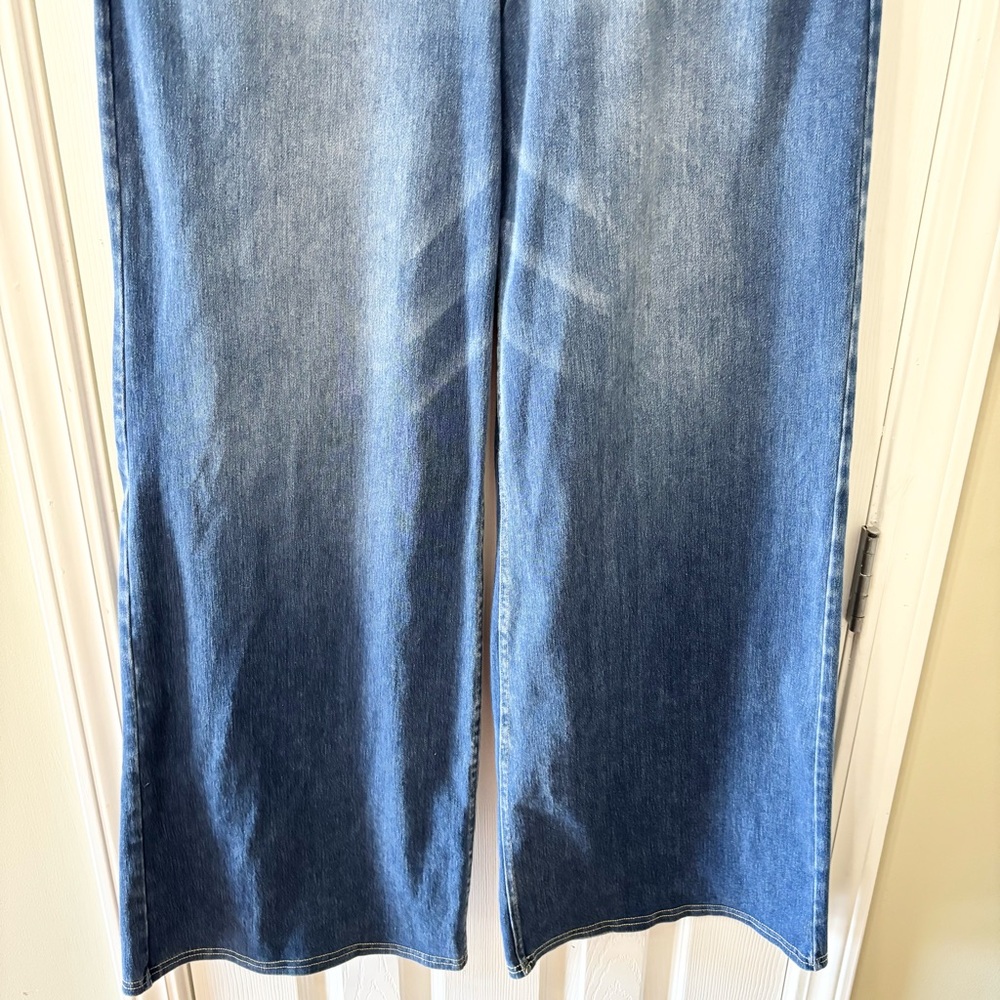 Halara Flex High Waisted Pockets Baggy Wide Leg Washed Casual Jeans Sz L Tall - Picture 4 of 8